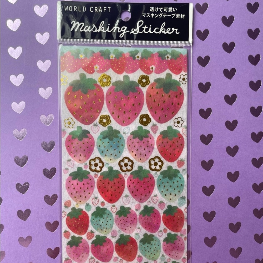 Strawberry stickers - gold foil details